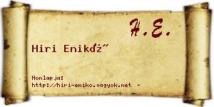 Hiri Enikő névjegykártya